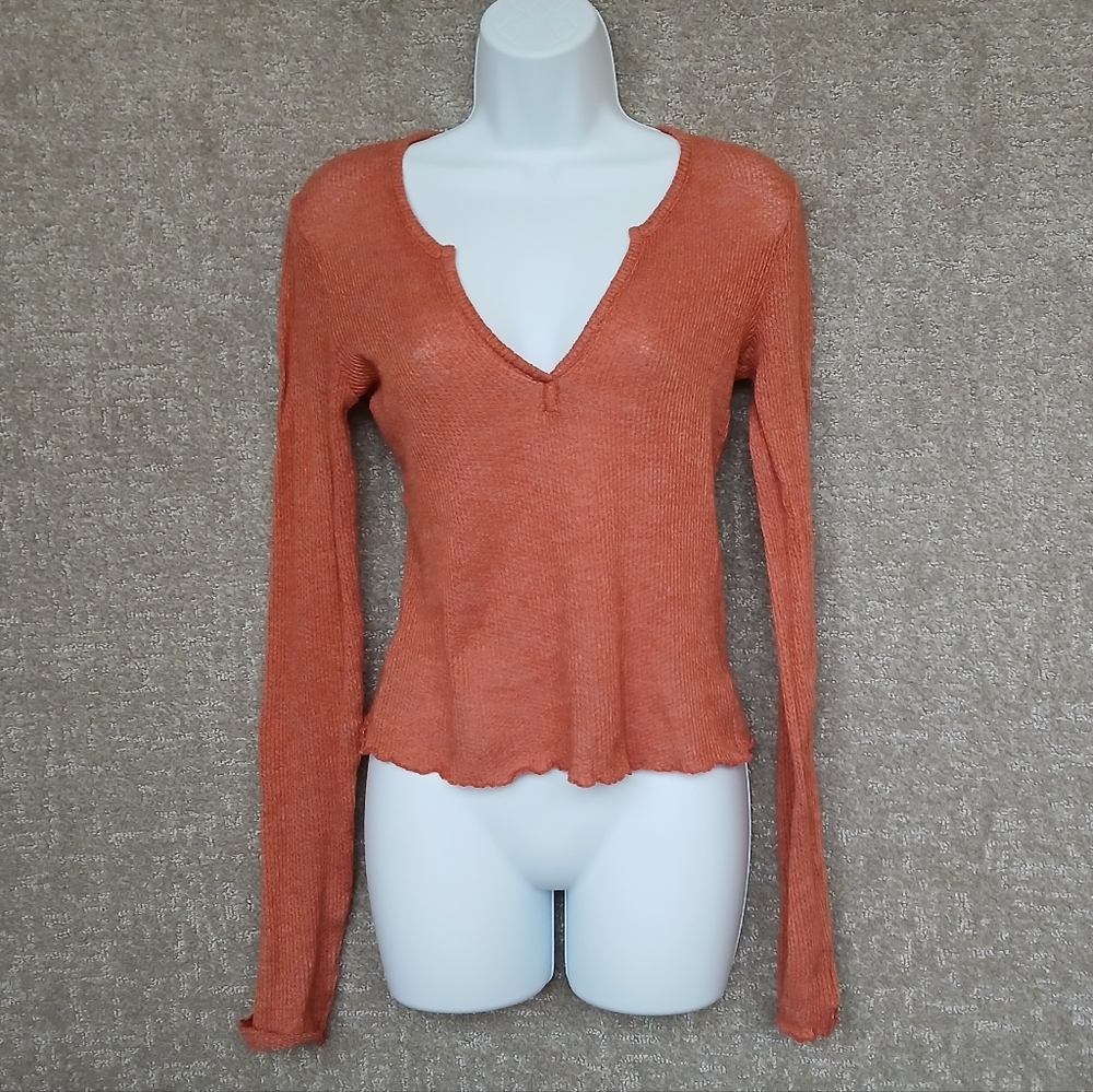 Urban Outfitters out from under V-neck Blouse with stretch Long Sleeve Top Small